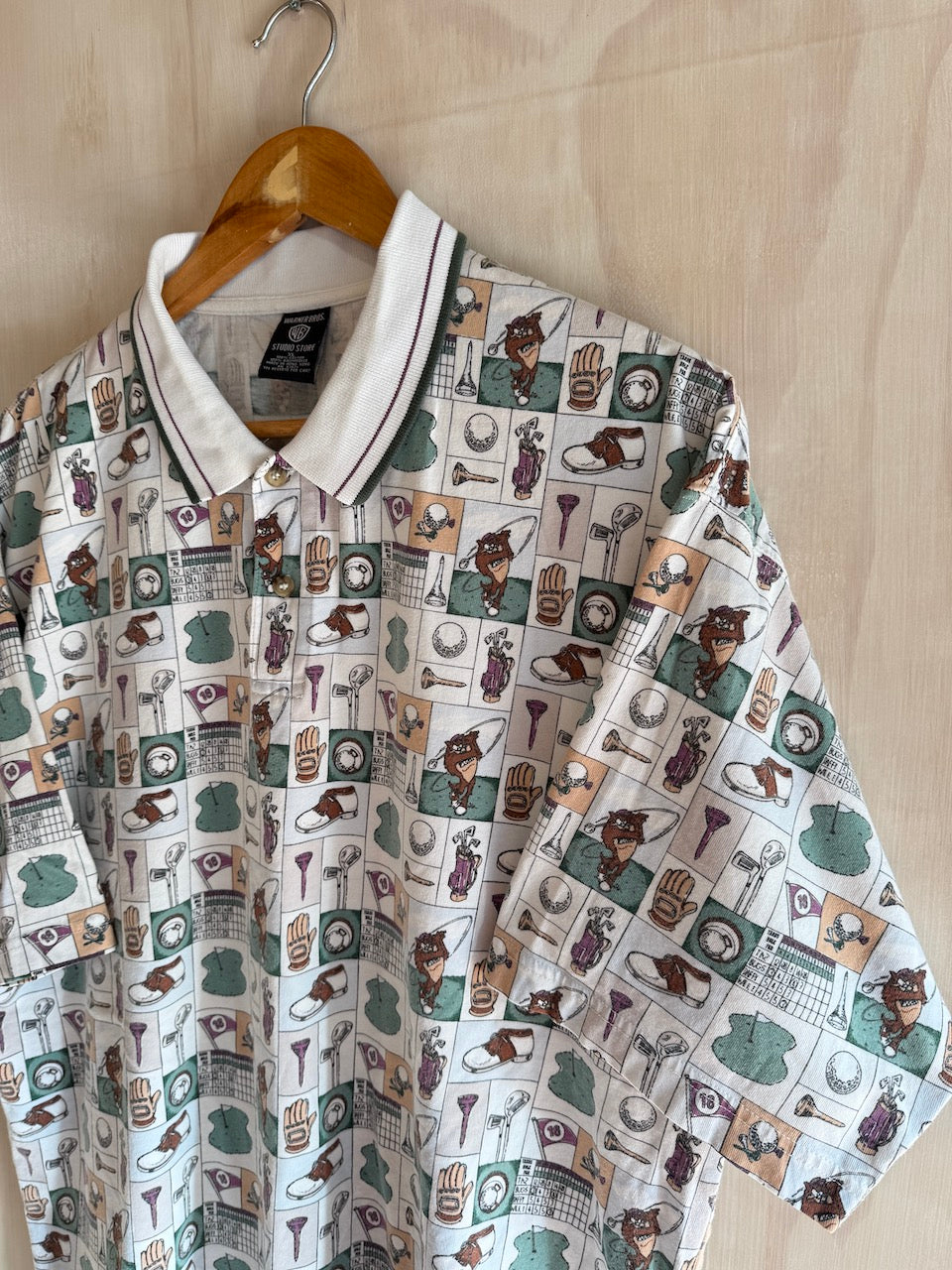 Vintage Looney Tunes Abstract Golf Polo (XL)