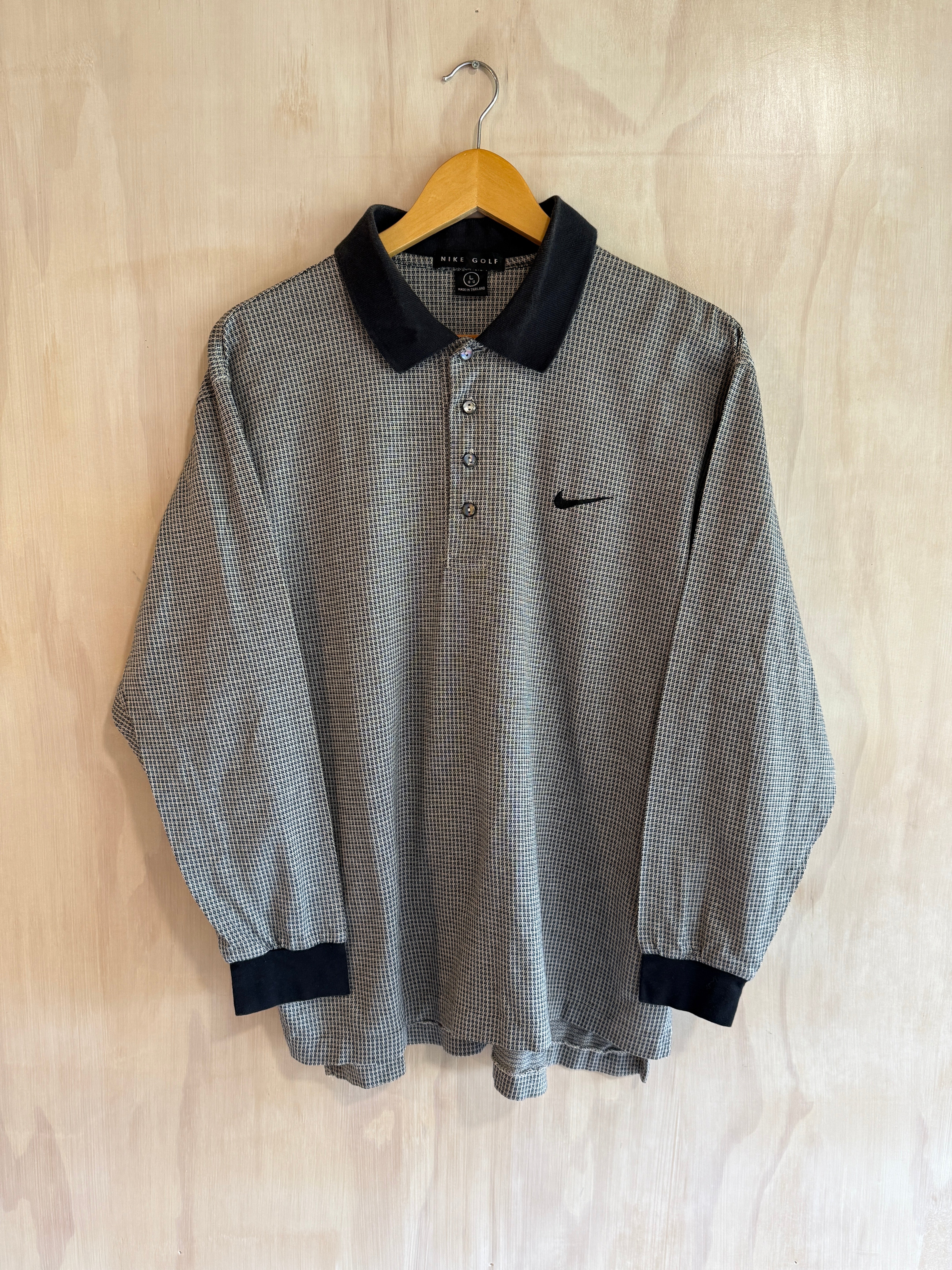 Vintage Geometric Nike Long Sleeve Golf Polo (M)