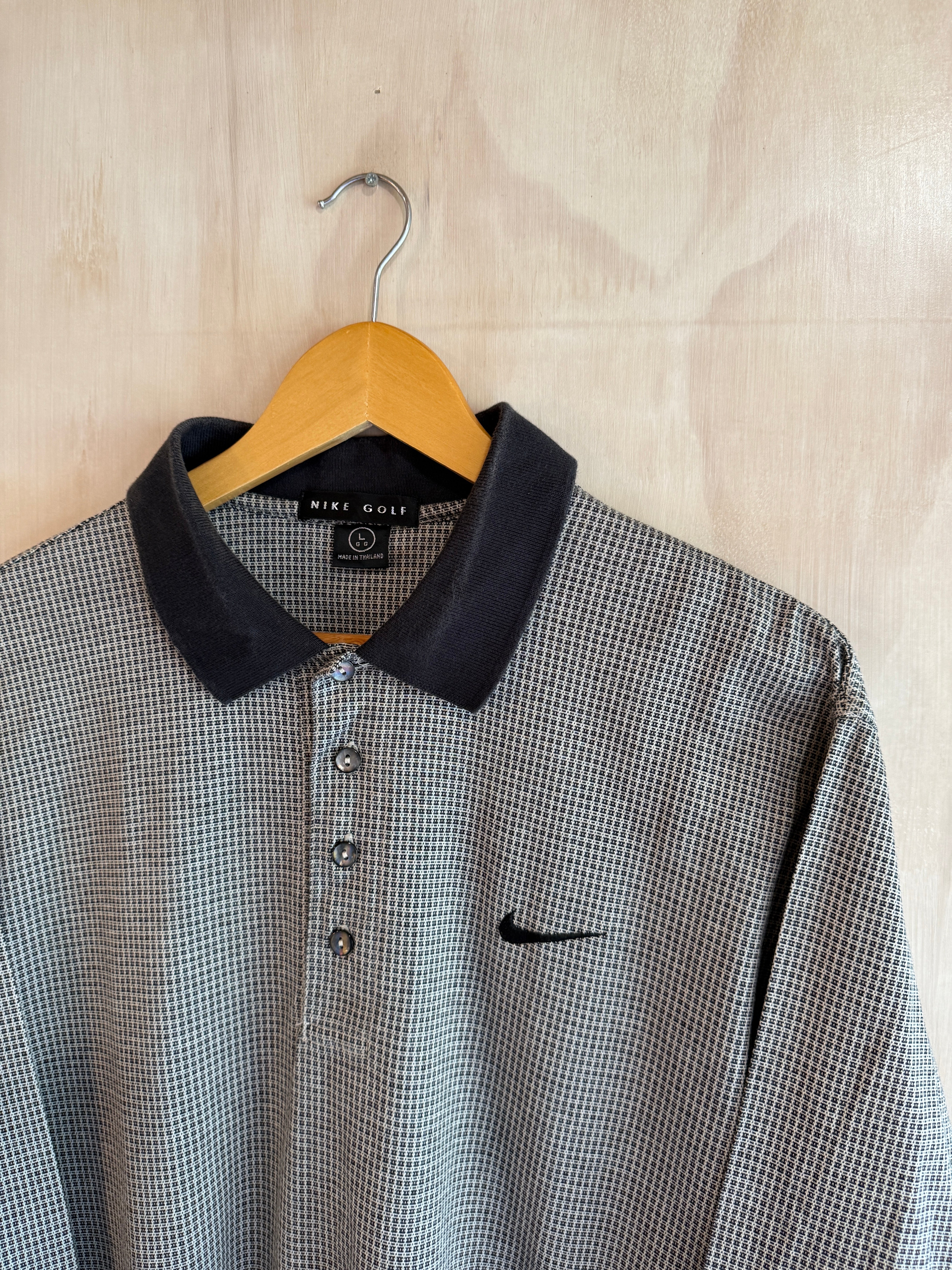 Vintage Geometric Nike Long Sleeve Golf Polo (M)