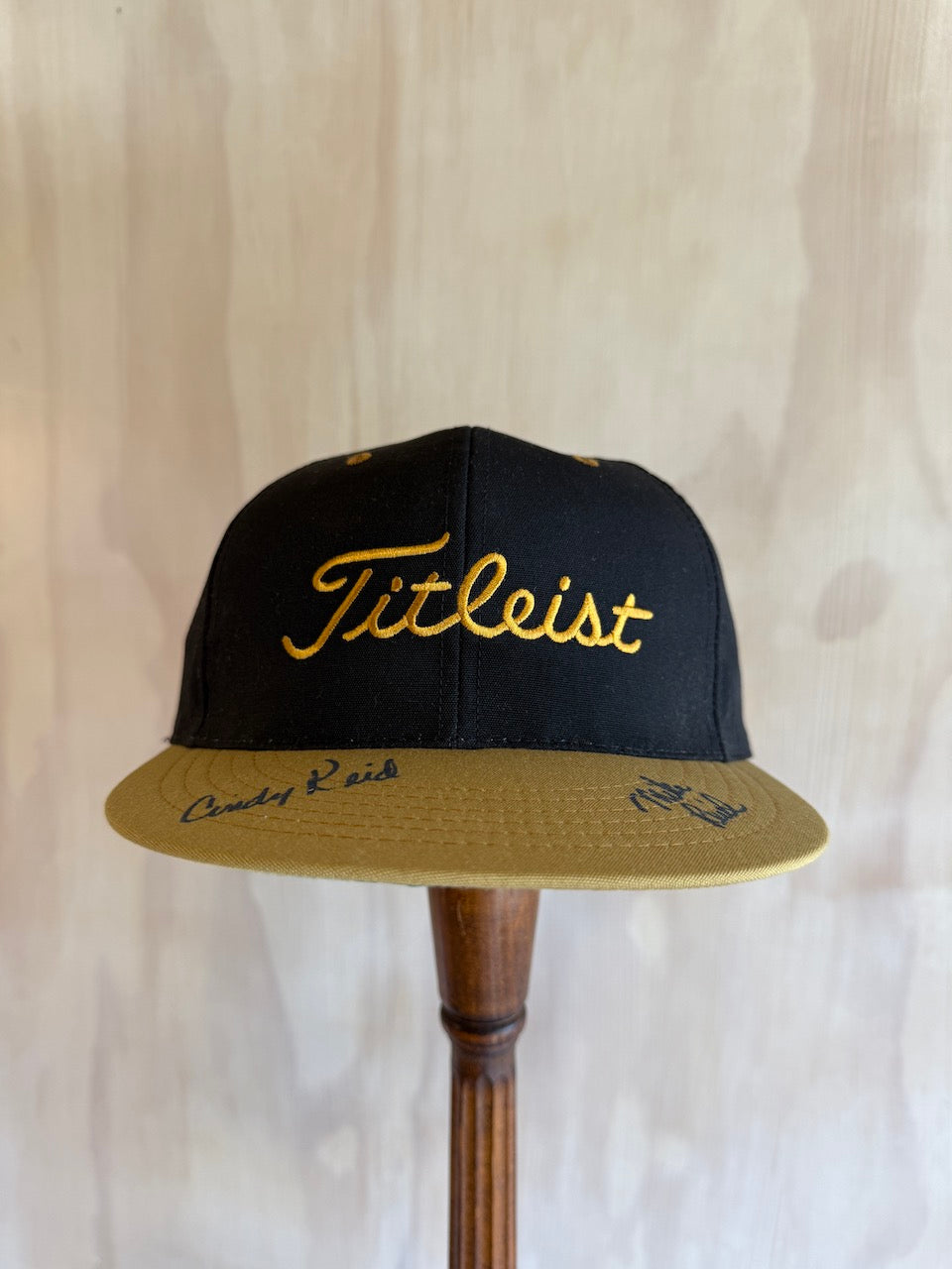 Vintage Titleist Wide brim Golf Leather Strap Hat Mike reid Sig