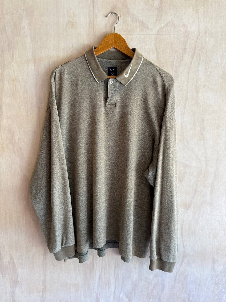 Vintage Long Sleeve Collar Swoosh Nike Golf Polo (Boxy L)