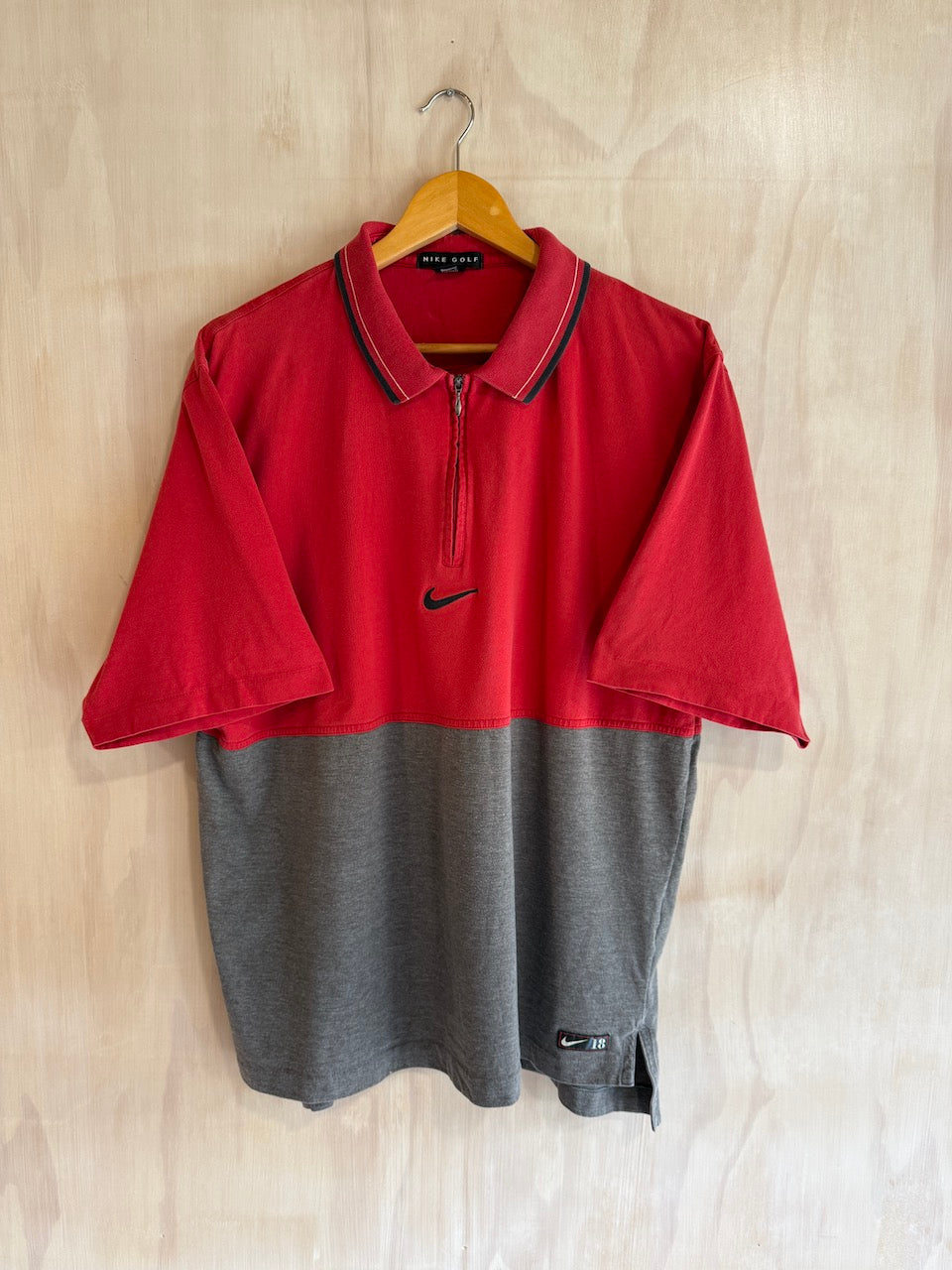 Vintage Sunday Red Nike Tiger Woods 1/4 Zip Golf Polo (L)