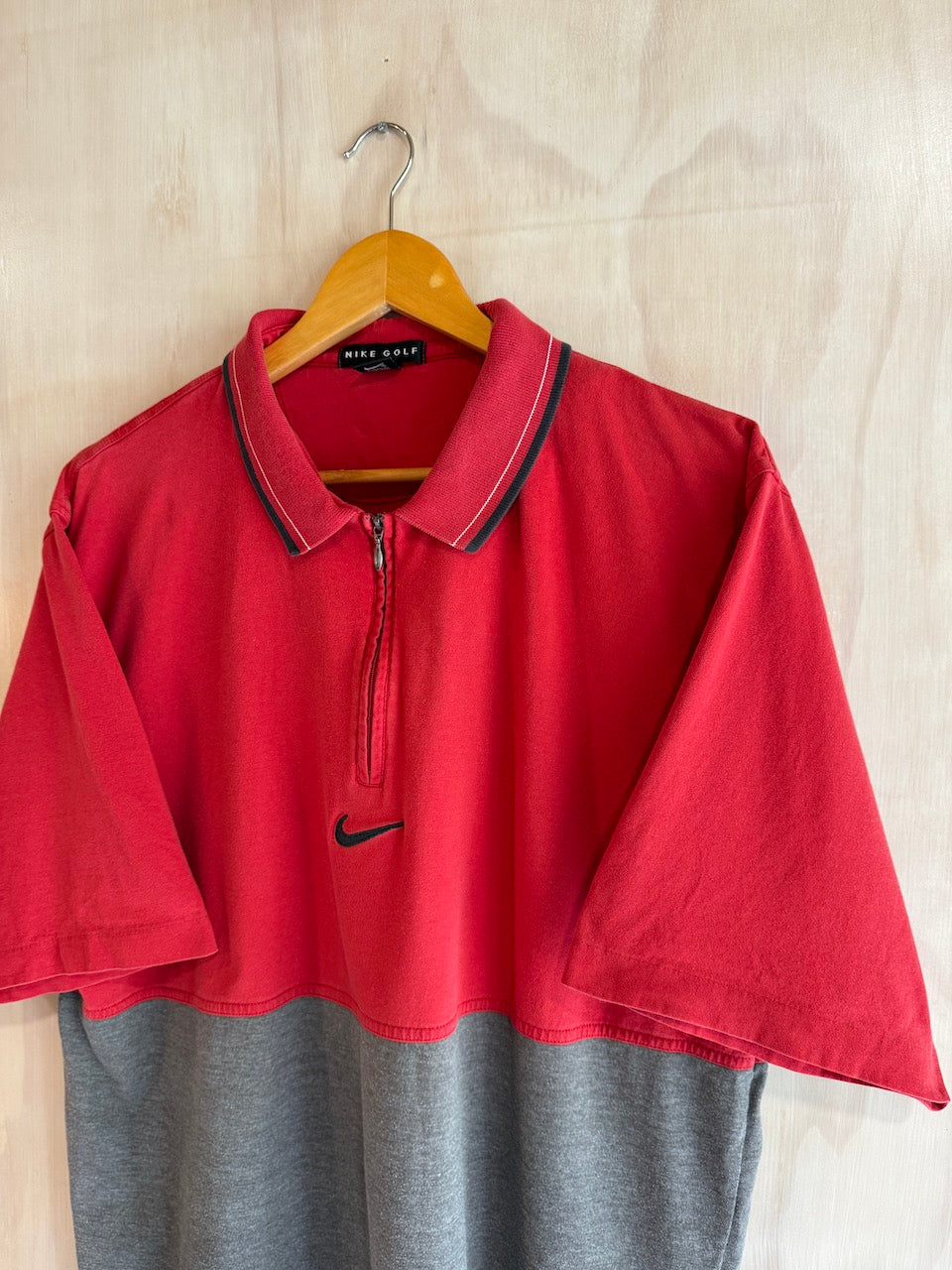 Vintage Sunday Red Nike Tiger Woods 1/4 Zip Golf Polo (L)