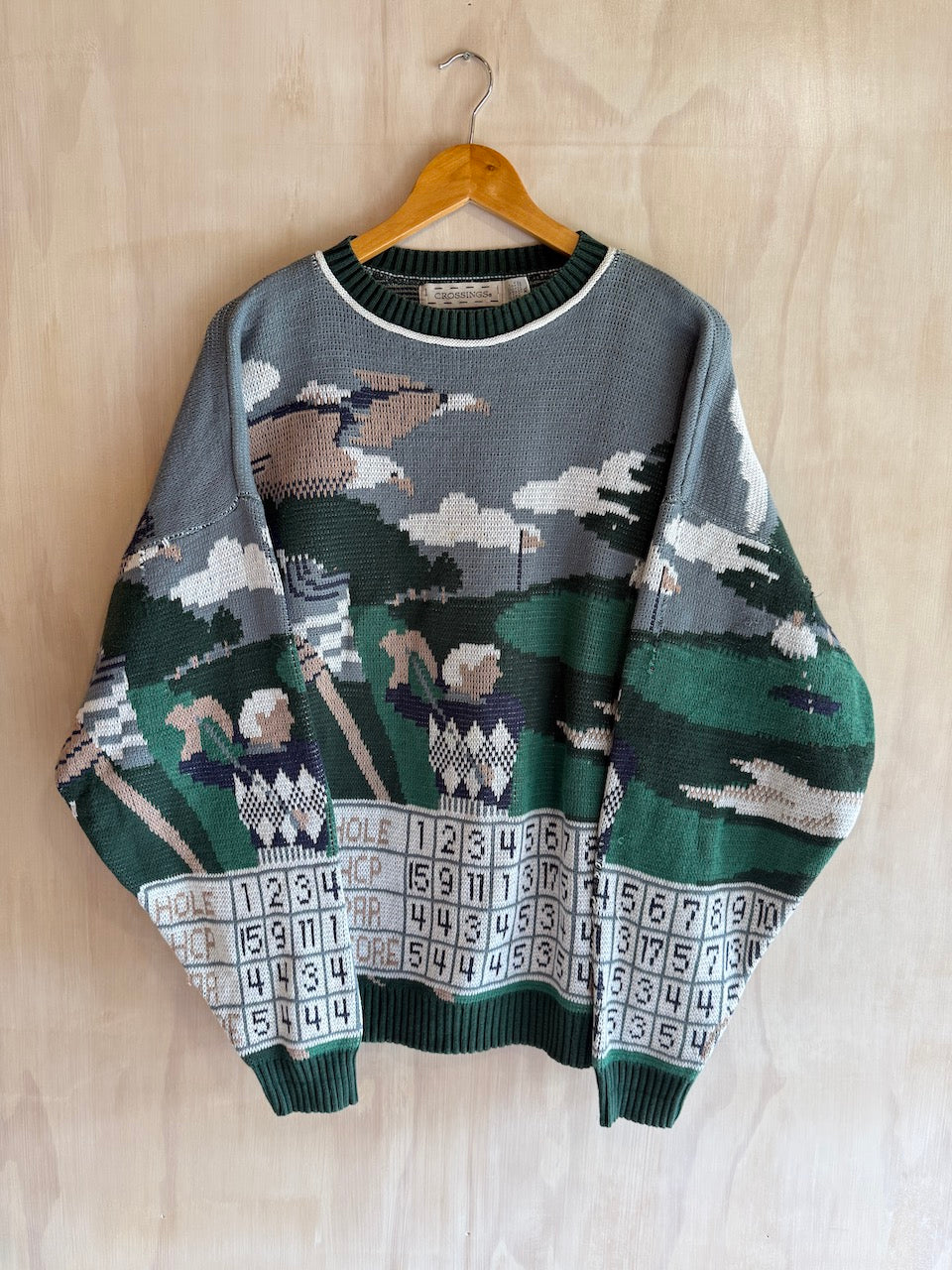 Vintage Crossings All Over Graphic Golf Sweater (XL)