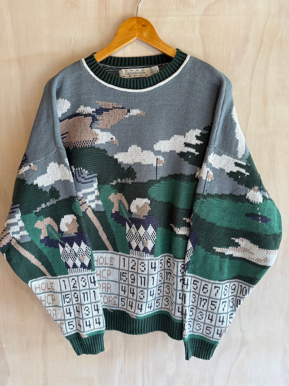Vintage Crossings All Over Graphic Golf Sweater (XL)