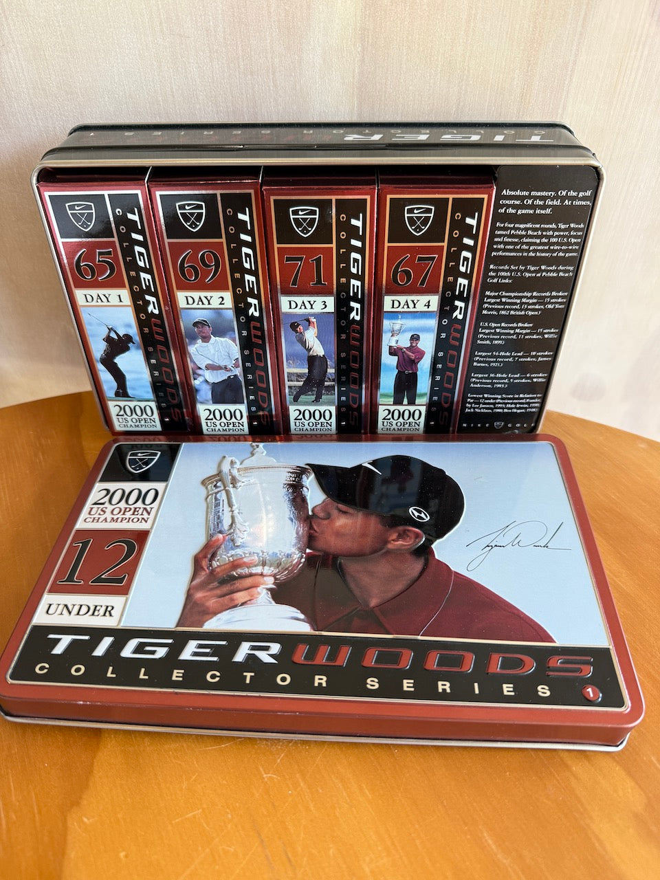 2000 U.S. Open Tiger Woods Nike Pebble Beach Collector Golf Balls & Tin