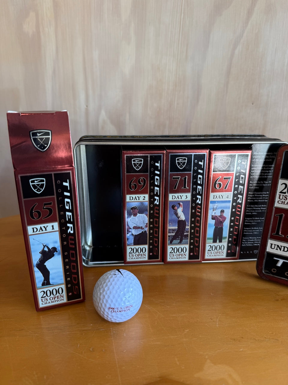 2000 U.S. Open Tiger Woods Nike Grand Slam Collector Golf Balls and Tin