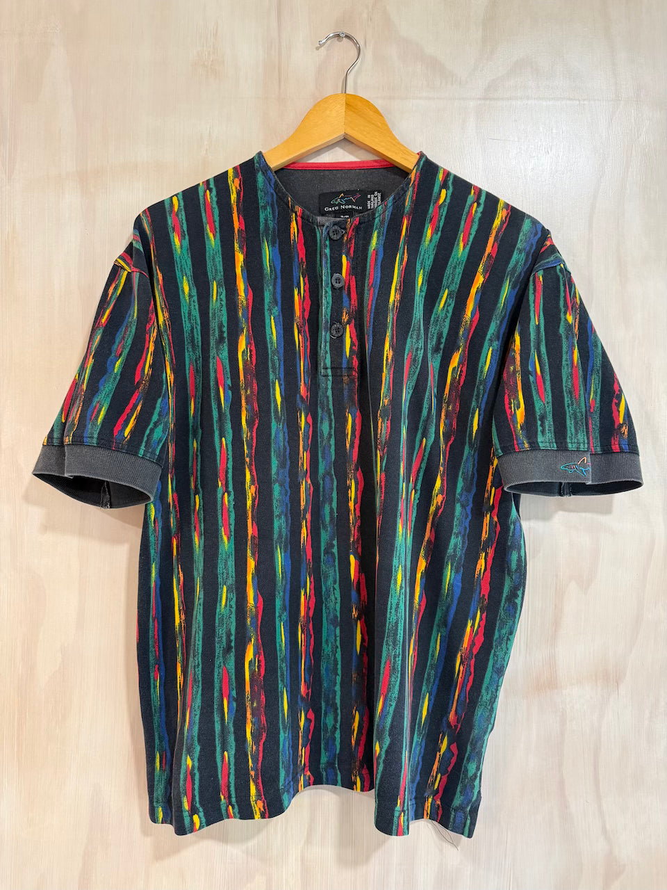 Vintage Greg Norman Colourful No Collar Polo (S)