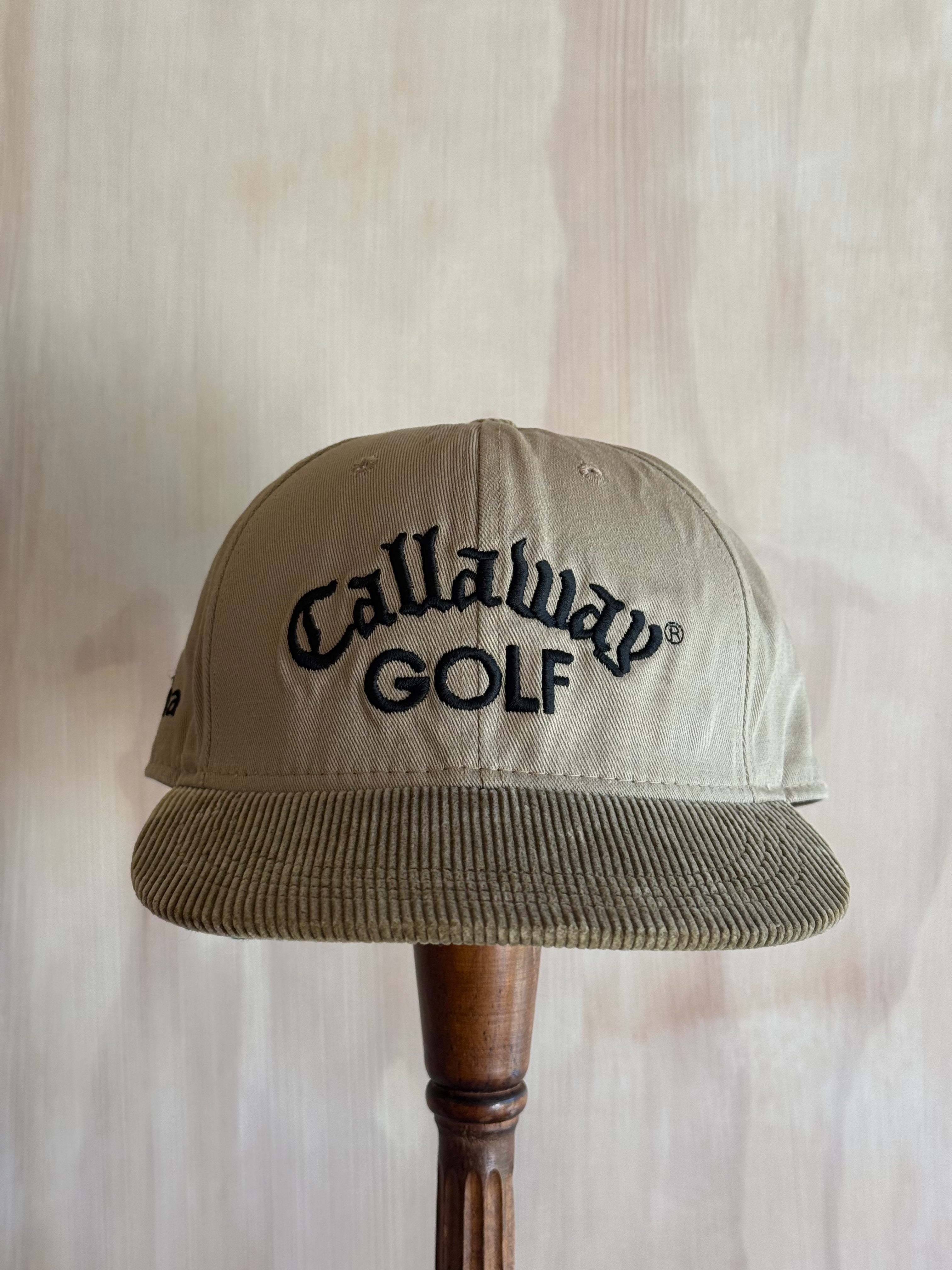 Vintage Callaway Big Bertha Corduroy Brim Leather Strap Golf Hat