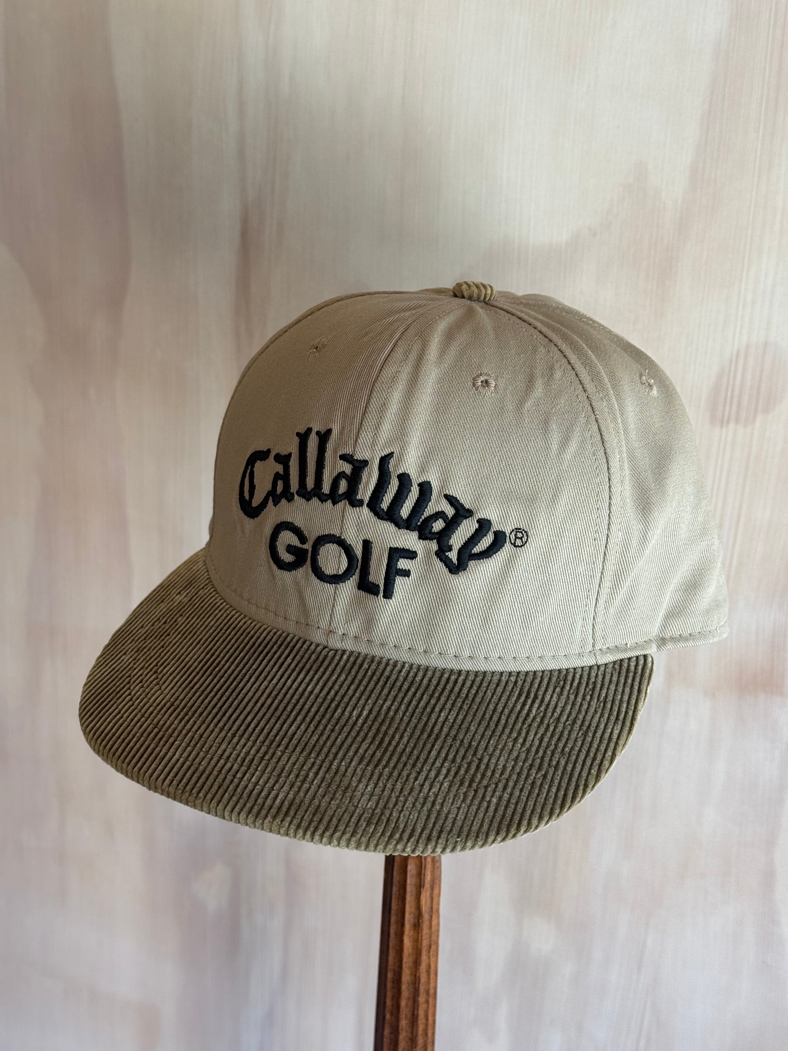 Vintage Callaway Big Bertha Corduroy Brim Leather Strap Golf Hat