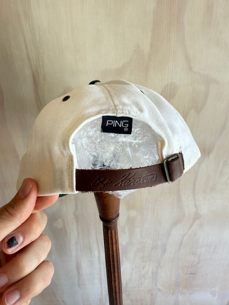 Vintage 2-Tone PING by Karsten Leather Strap Golf Hat