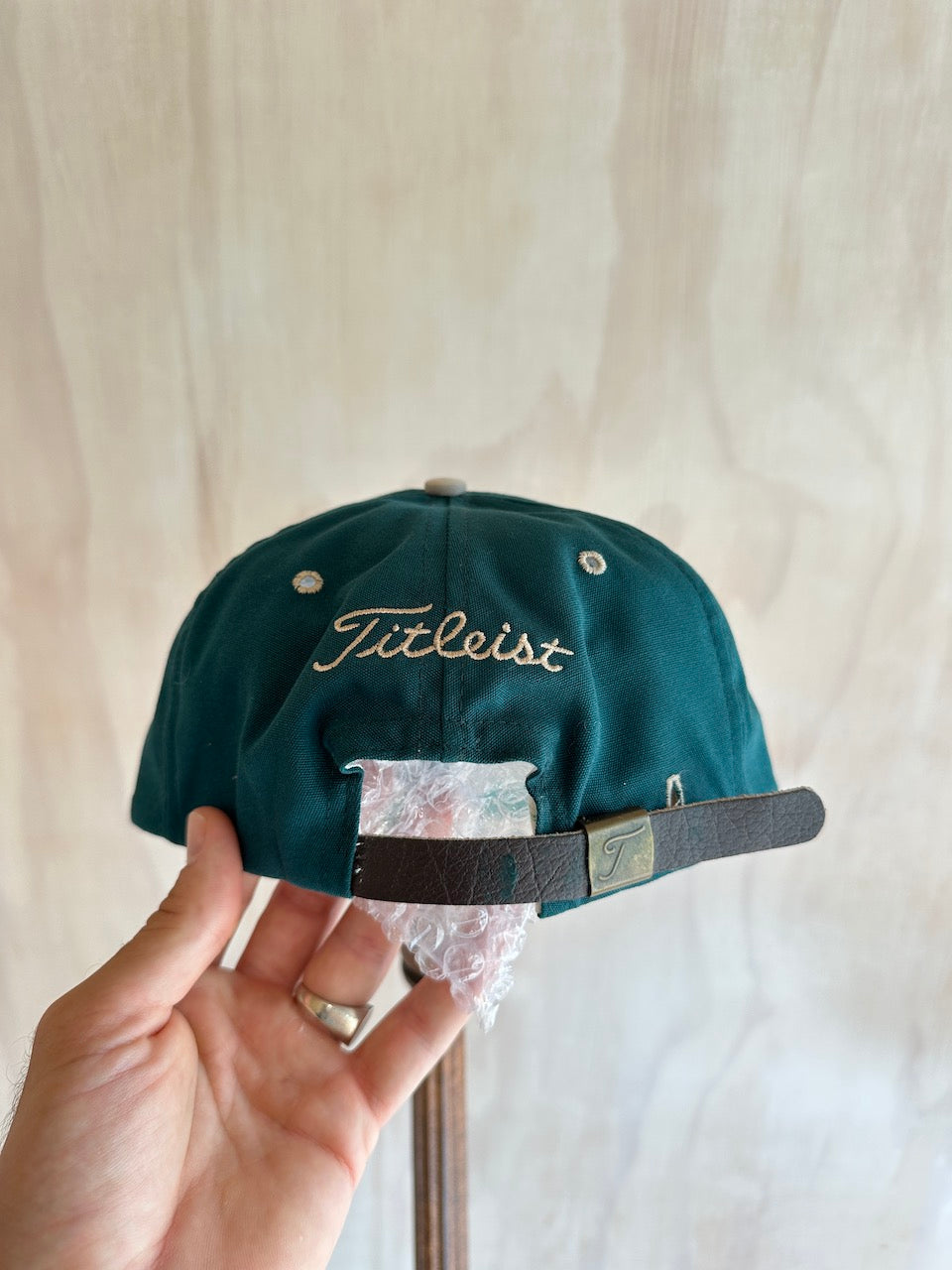 Vintage Titleist 2-Tone Texace Wide Brim Golf Hat Leather Strap