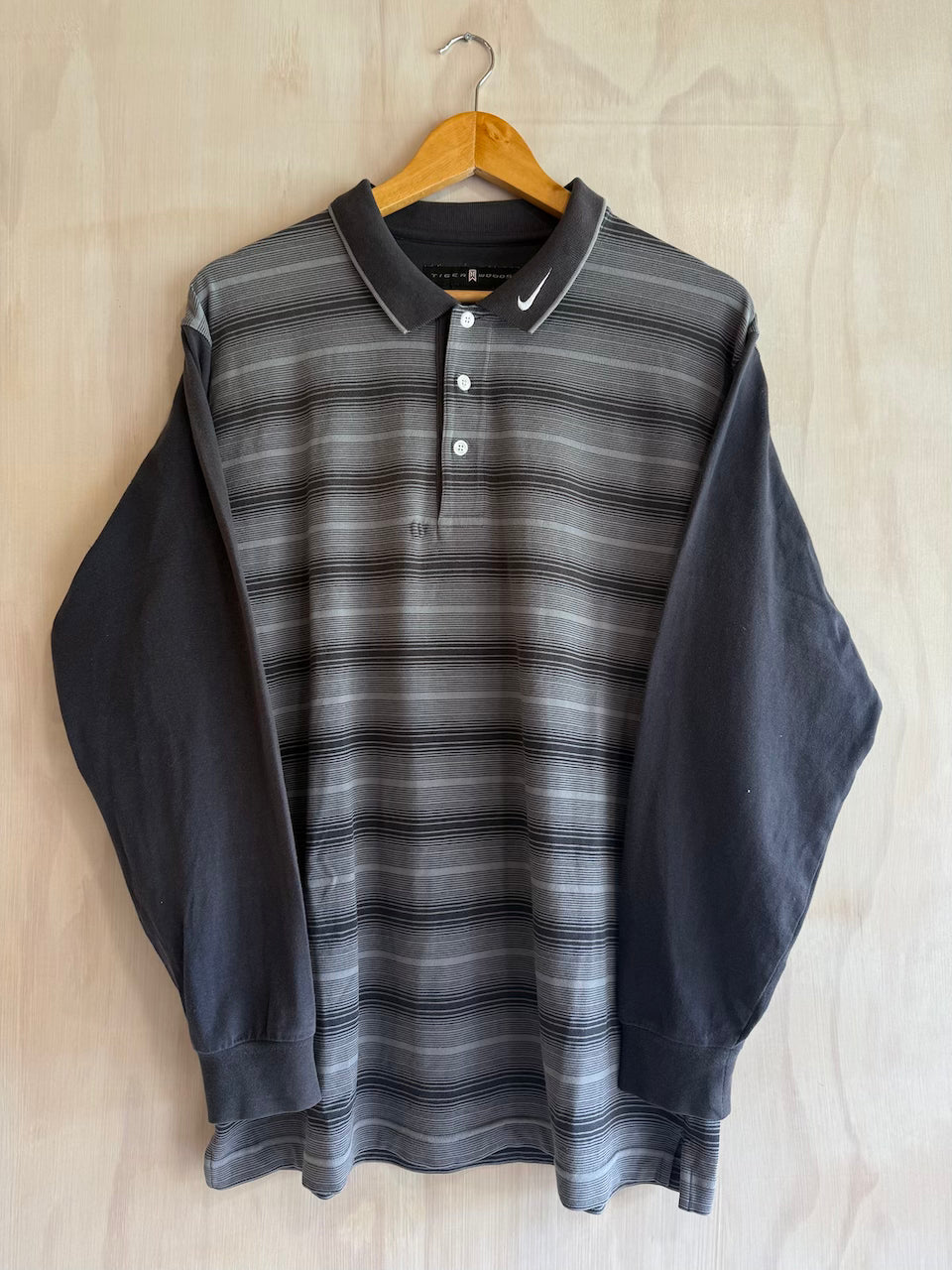 Vintage Collar Swoosh Tiger Woods Nike Long Sleeve Golf Polo (L)