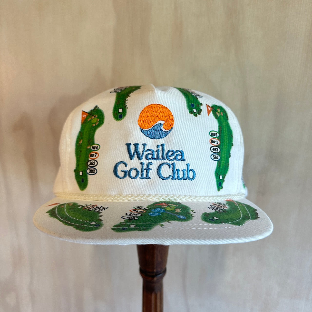 Vintage Wailea Goof Course Map Hat Leather Strap 1992