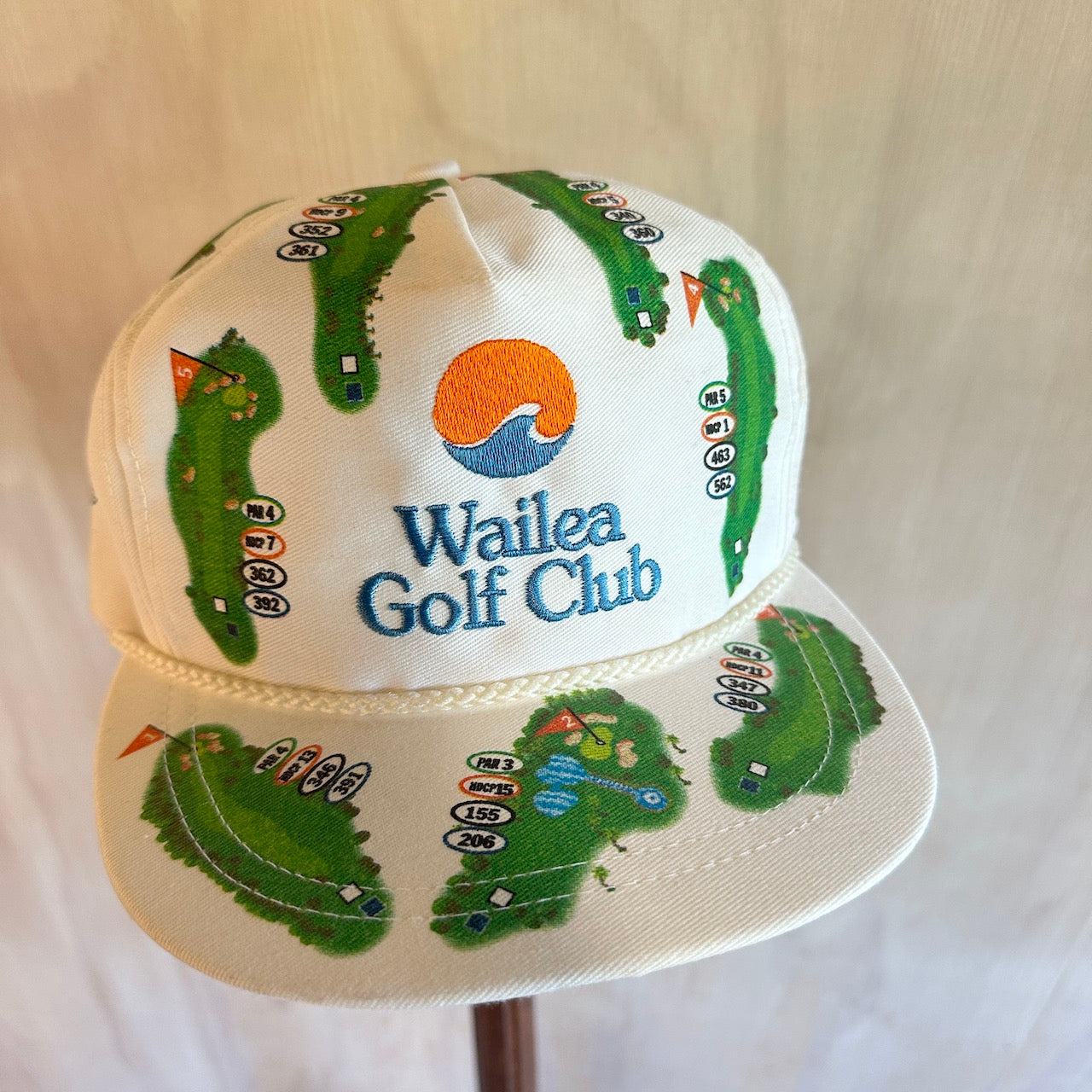 Vintage Wailea Goof Course Map Hat Leather Strap 1992