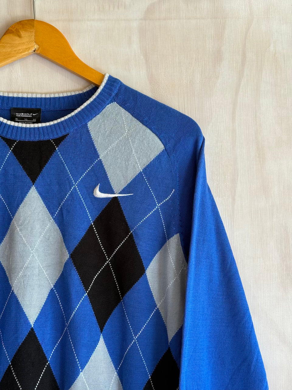 Y2K Nike Golf Argyle Sweater Crew (M)