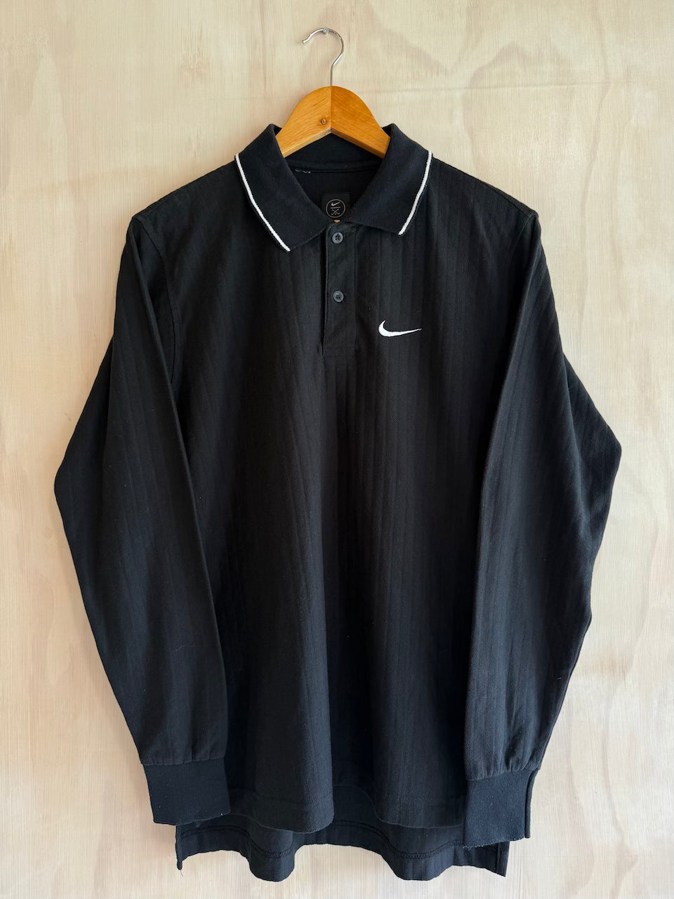 Vintage Nike Ribbed Long Sleeve Polo (M)