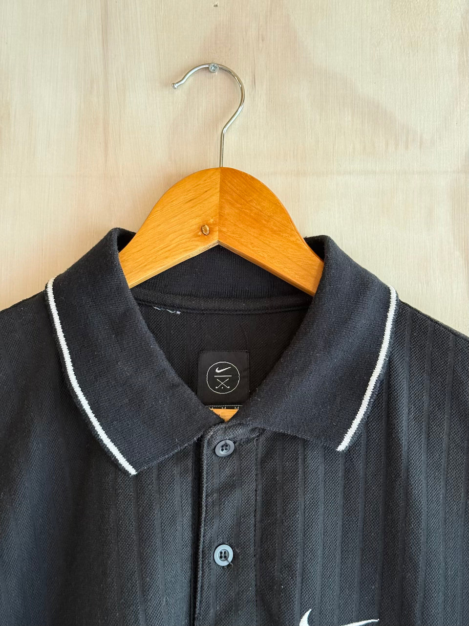Vintage Nike Ribbed Long Sleeve Polo (M)