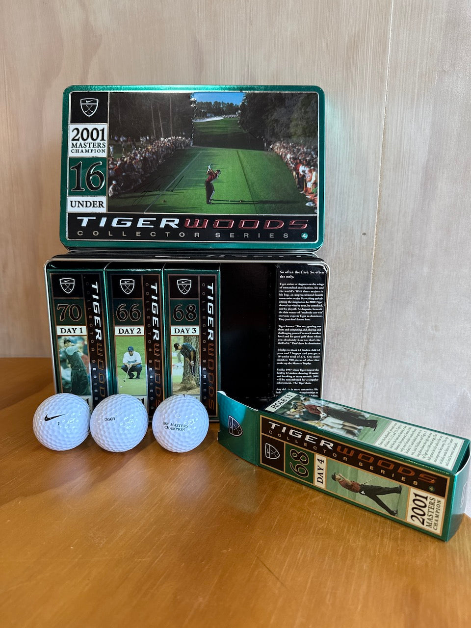 Vintage Nike 2001 Masters Tiger Woods Collector Balls and Tin