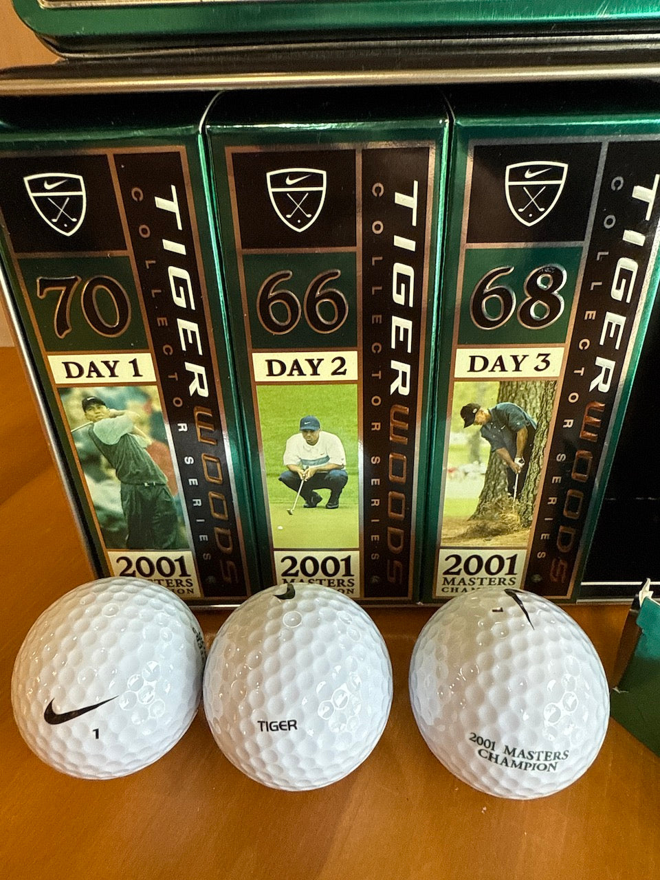 Vintage Nike 2001 Masters Tiger Woods Collector Balls and Tin