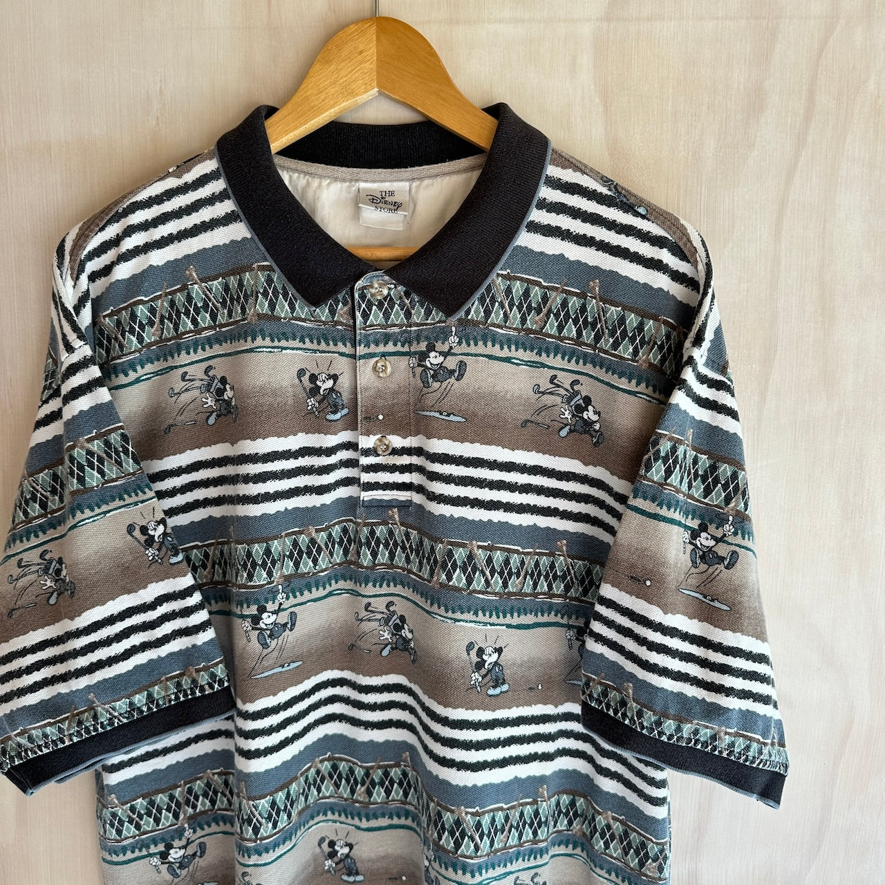 Vintage Abstract Mickey mouse Disney Golf Polo (XL)