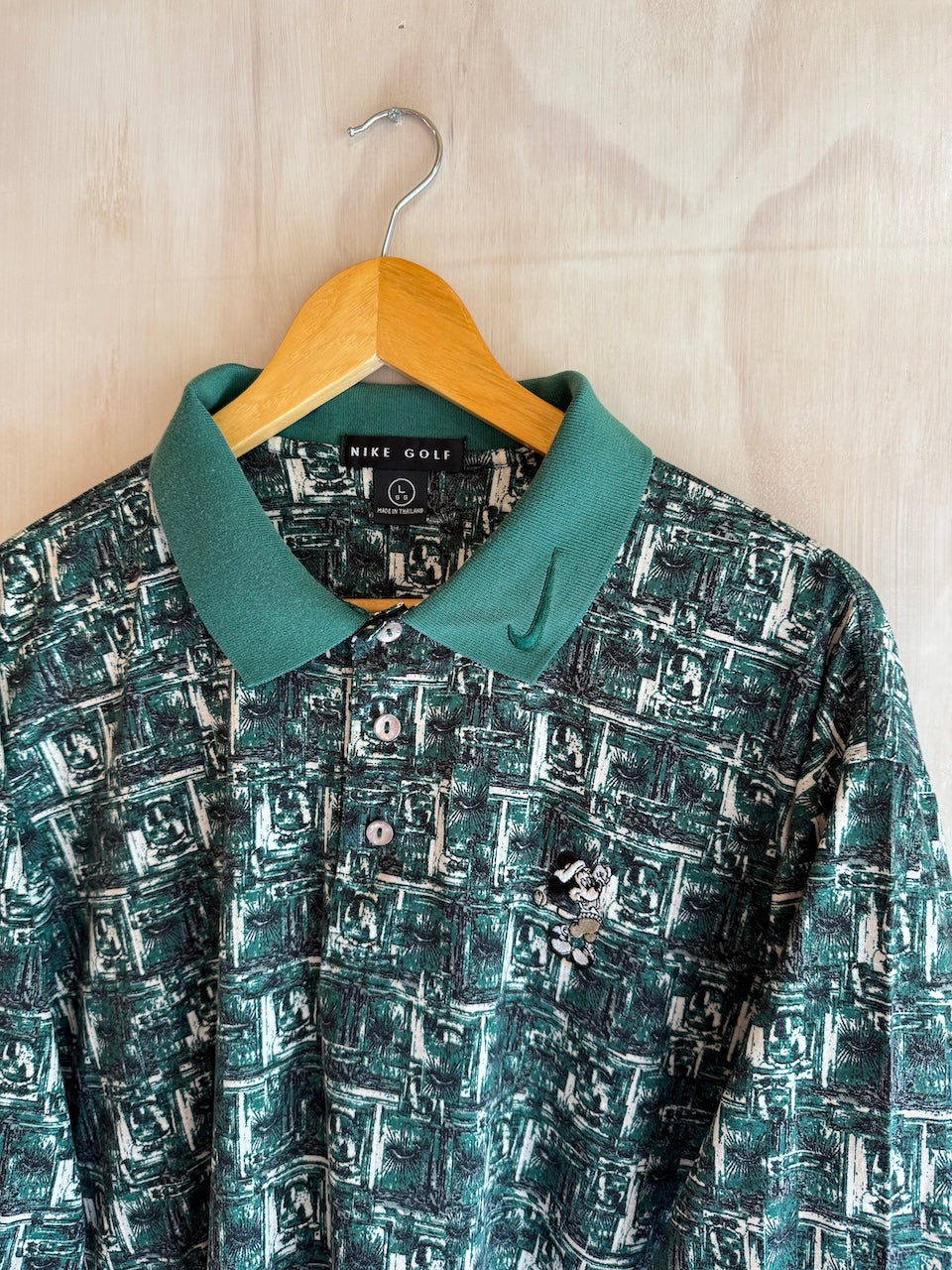 Vintage Collar Swoosh Nike Abstract Disney Mickey Golf Polo (L/XL)